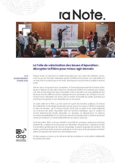 L'a Note #12 | La Toile de valorisation des boues d’épuration : décrypter la filière pour mieux agir demain 