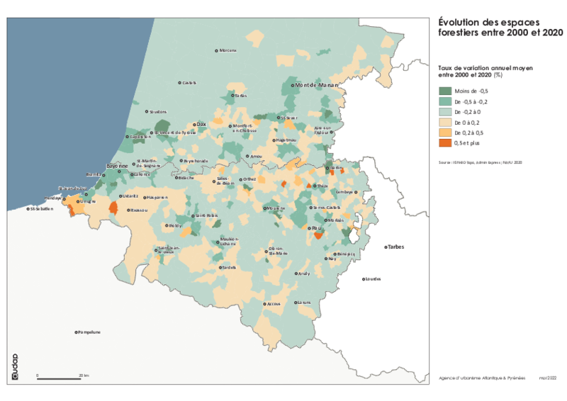 Evolution des espaces forestiers 2000-2020 