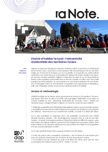 L’a Note #8 | Choisir d’habiter le rural : l’attractivité résidentielle des territoires ruraux