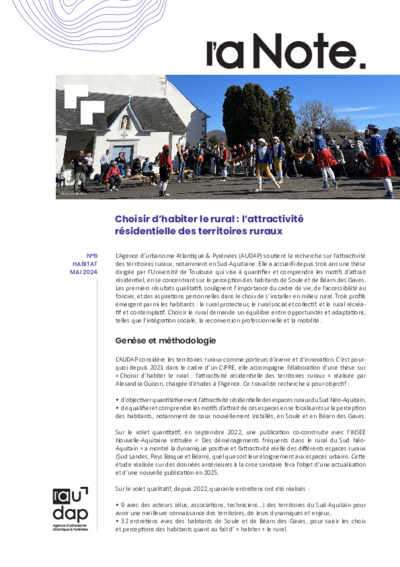 L’a Note #8 | Choisir d’habiter le rural : l’attractivité résidentielle des territoires ruraux 