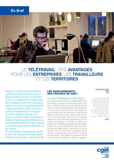 Le télétravail : des avantages pour les entreprises, les travailleurs et les territoires 
