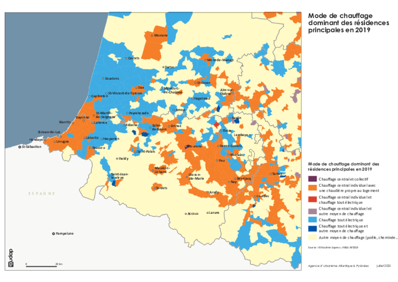 Mode de chauffage dominant des résidences principales en 2019 