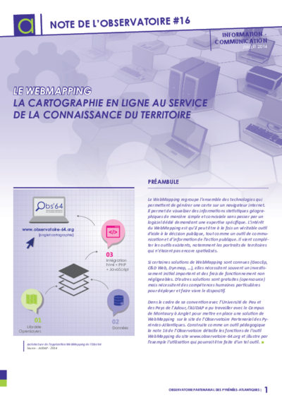 Note n°16 | Le Webmapping : la cartographie en ligne au service de la connaissance du territoire 