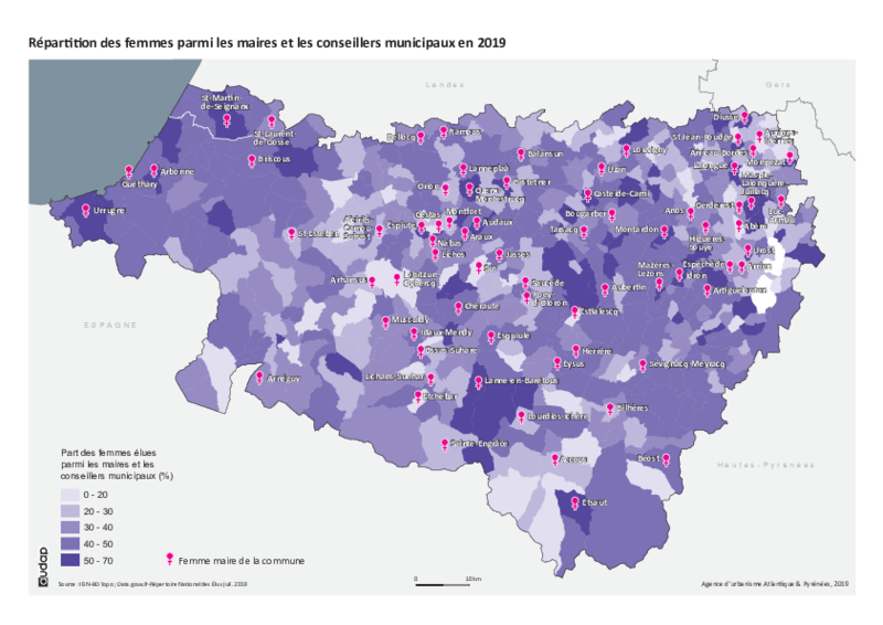 Part des femmes parmi les élus municipaux en 2019 