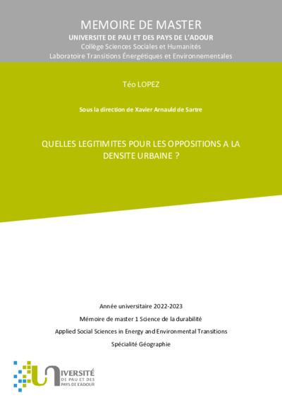 Quelles légitimités pour les oppositions à la densité urbaine? 