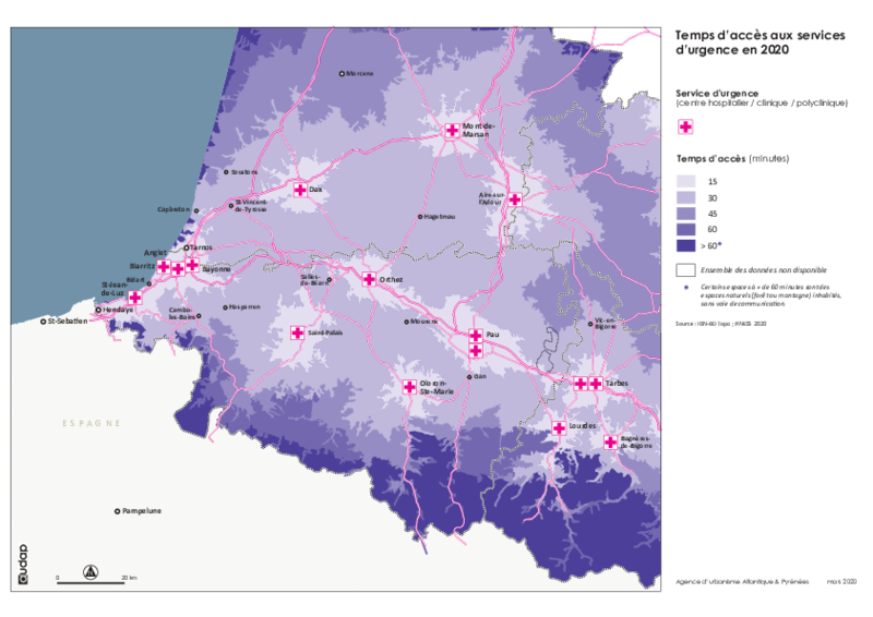 Temps d’accès aux services d’urgence en 2020 