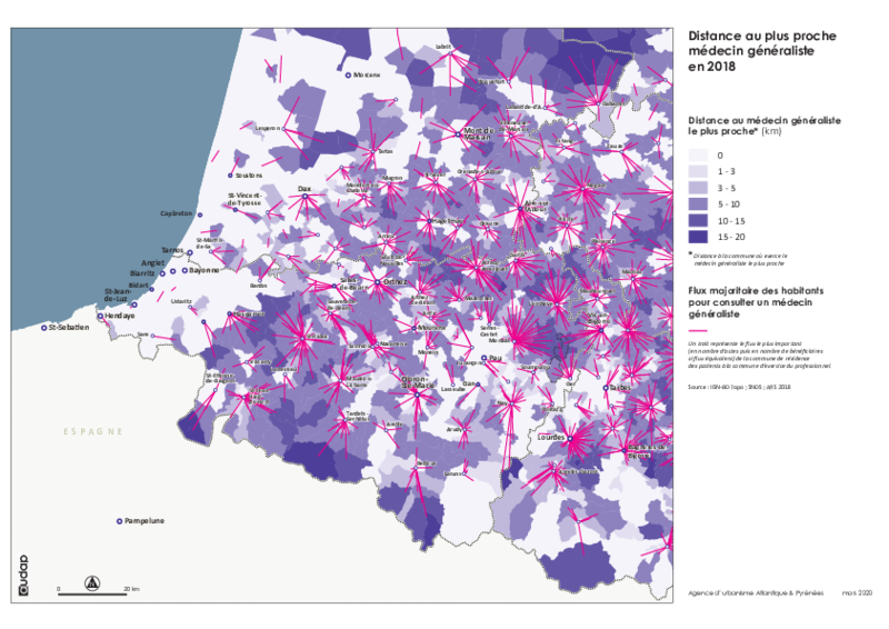 Distance au plus proche médecin généraliste en 2018 