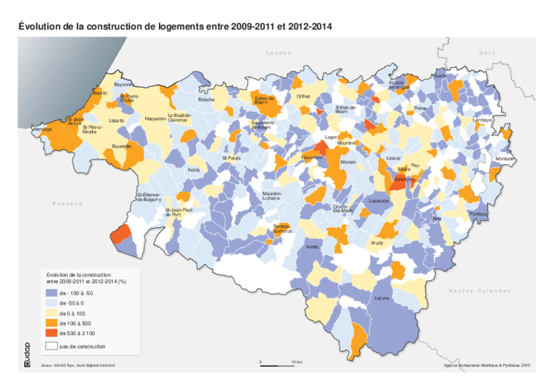 Évolution construction de logements 2009 - 2014 