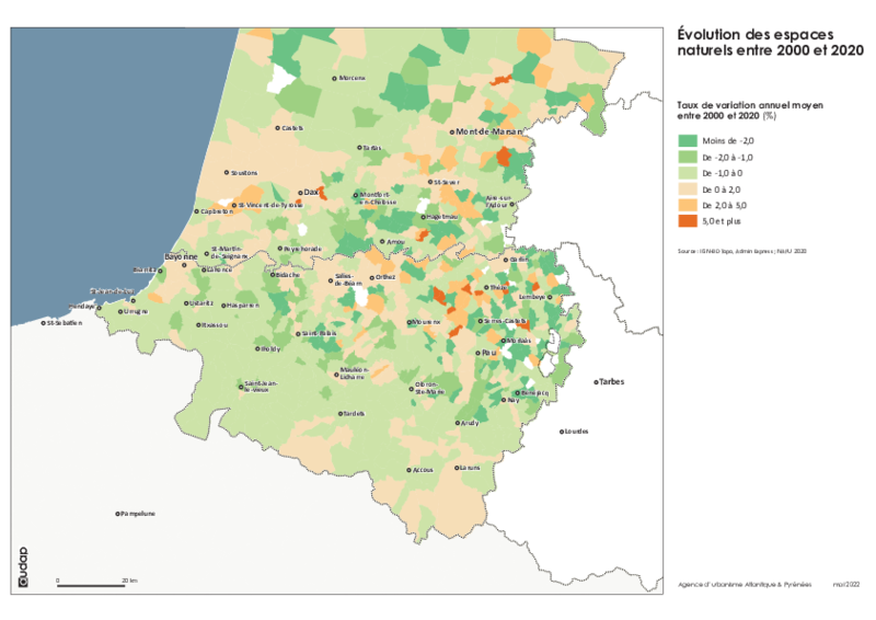 Evolution des espaces naturels 2000-2020 