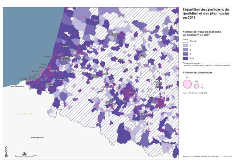 Répartition des praticiens du quotidien et des pharmacies en 2019 