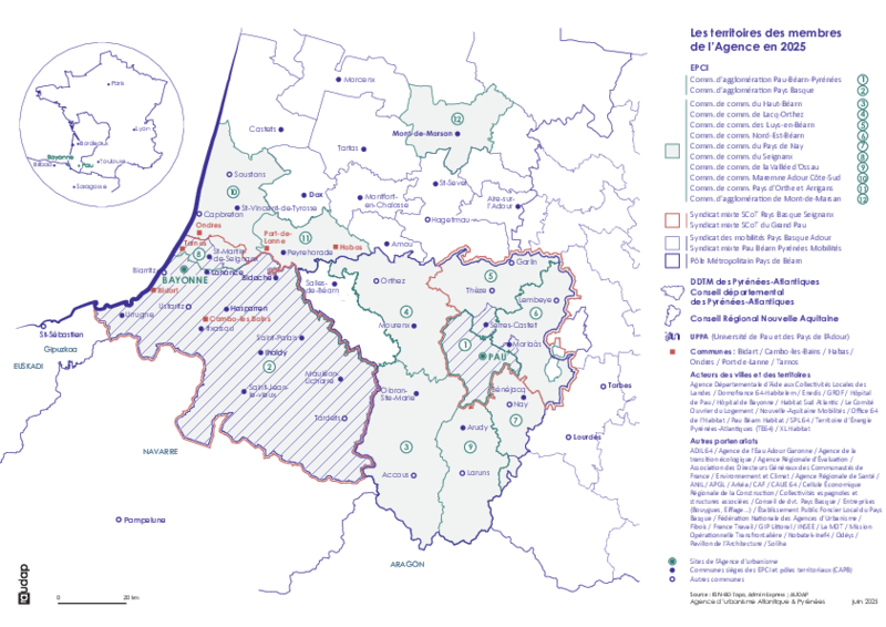 Le territoire des membres de l'AUDAP en 2025 