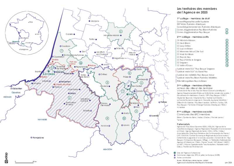 Le territoire des membres de l'AUDAP en 2025 