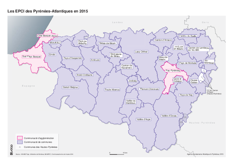 EPCI des Pyrénées-Atlantiques en 2015 