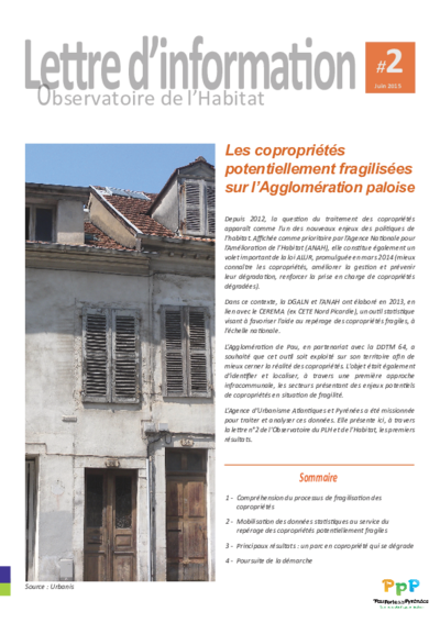 Les copropriétés potentiellement fragilisées sur l'Agglomération paloise 