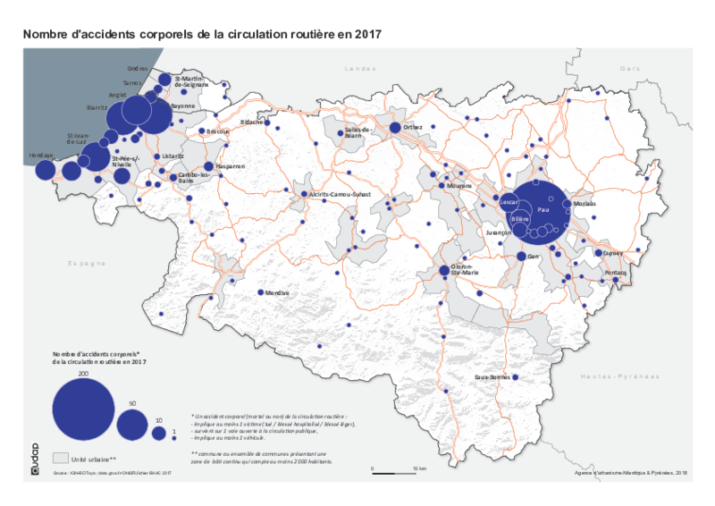 Nombre d'accidents corporels de la circulation routière en 2017 