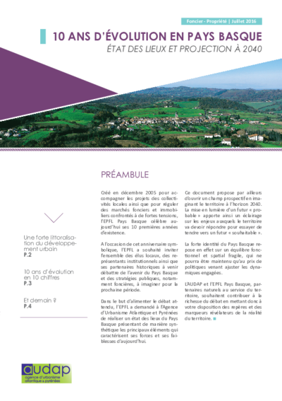 10 ans d'évolution en pays basque : état des lieux et projections à 2040 