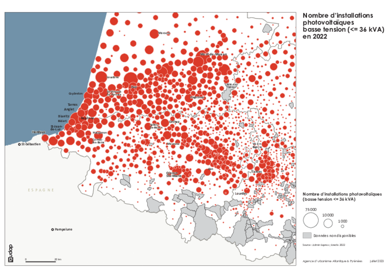 Nombre d'installations photovoltaïques basse tension en 2022 