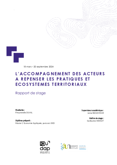 L'accompagnement des acteurs à repenser les pratiques et écosystèmes territoriaux - Rapport de stage 