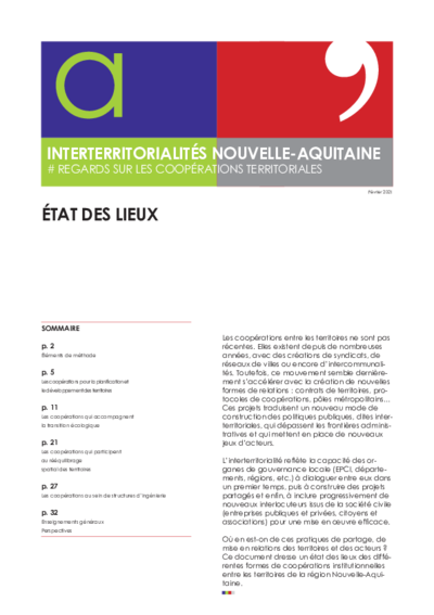 Interterritorialités Nouvelle-Aquitaine - État des lieux 