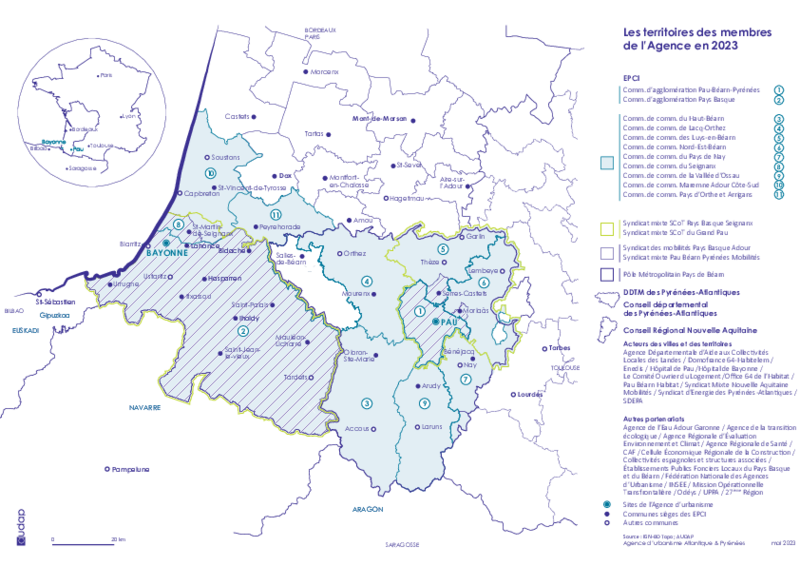 Le territoire des membres de l'audap en 2024 