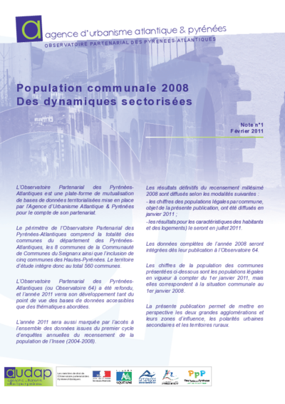 Population communale 2008
Des dynamiques sectorisées 