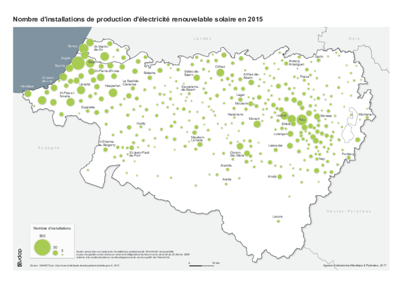 Nombre d'installations de production d'électricité renouvelable solaire 