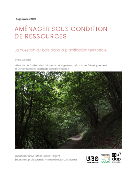 Aménager sous condition de ressources - La question du bois dans la planification territoriale 