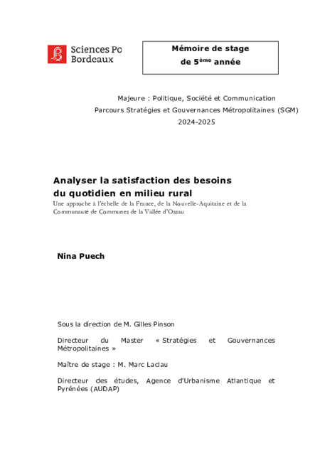 Analyser la satisfaction des besoins du quotidien en milieu rural