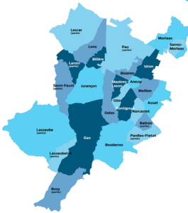 L'aire d'alimentation de captages du SMEP de la Région de Jurançon s’étend sur 553 Ha