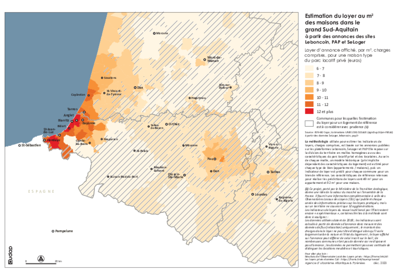 Estimation du loyer au m2 des maisons en 2018 