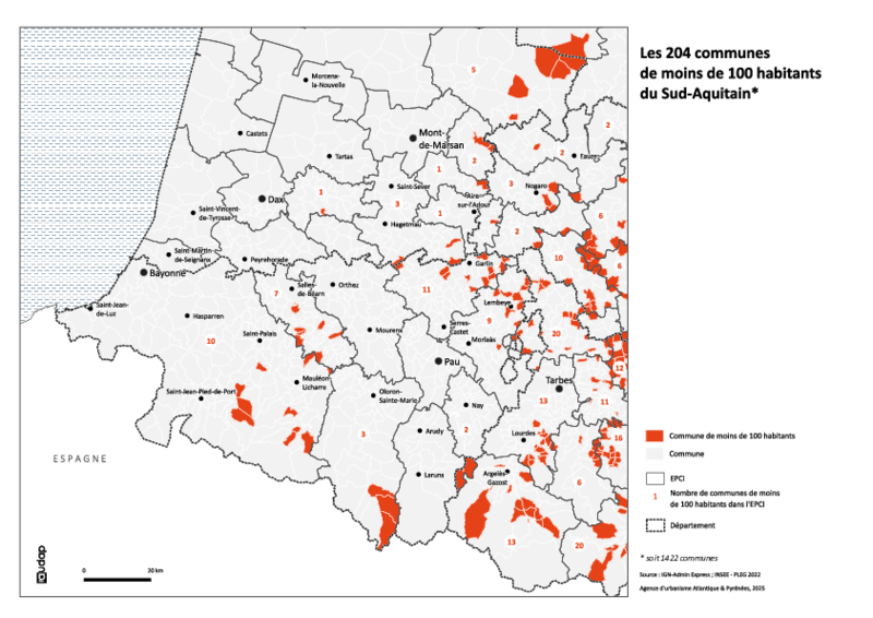 Les 204 communes de moins de 100 habitants du Sud-Aquitain 