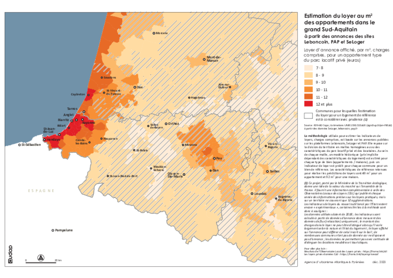 Estimation du loyer au m2 des appartements en 2018 