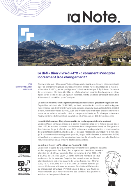 L'a Note #15 | Le Sud-Aquitain à +4°C : quels changements aujourd’hui et demain ? Avis des experts 
