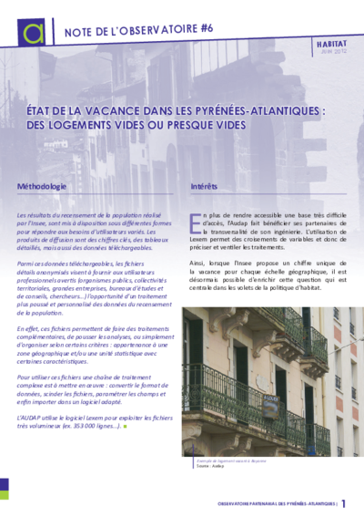 Note de l'observatoire n°5 | Dynamiques de construction de logements dans le département des Pyrénées-Atlantiques 