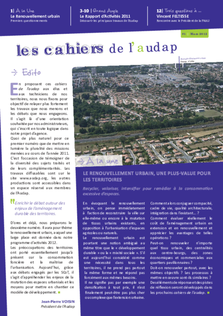 Les cahiers de l'audap #1 : Le Rapport d’Activités 2011, découvrir les principaux travaux de l’Audap