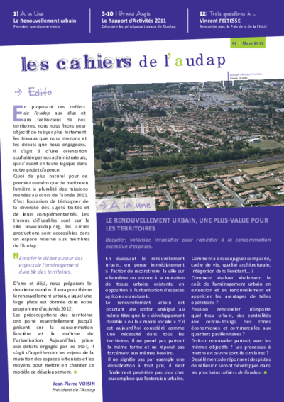 Les cahiers de l'audap #1 : Le Rapport d’Activités 2011, découvrir les principaux travaux de l’Audap 