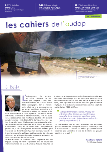 Les cahiers de l'audap #4 : L’ingénierie publique en aménagement et urbanisme au service du territoire et de ses acteurs