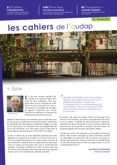 Les cahiers de l'audap #7 :  Les eaux pluviales, les nouveaux courants 