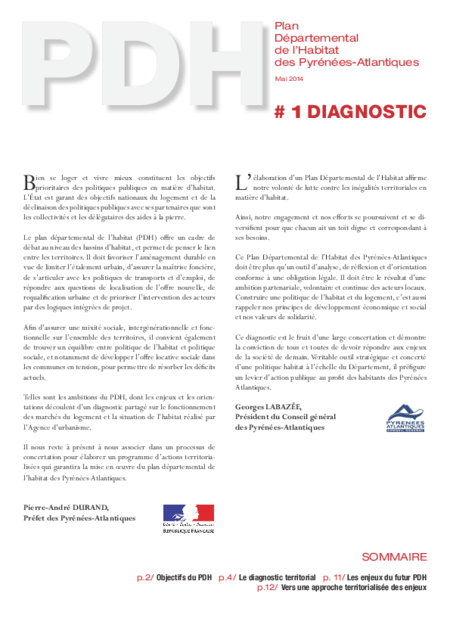 Plan Départemental de l’Habitat des Pyrénées-Atlantiques : Diagnostic