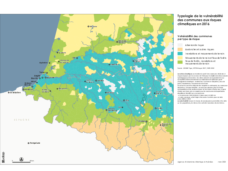 Typologie de la vulnérabilité des communes aux risques climatiques en 2016 