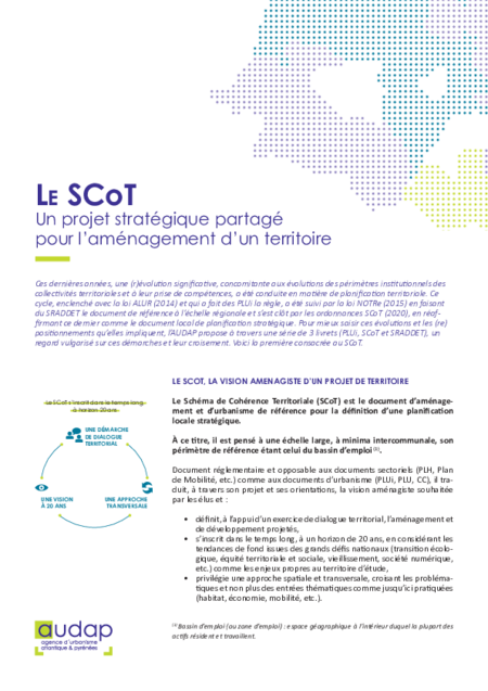 Le SCoT, un projet stratégique partagé pour l'aménagement d'un territoire
