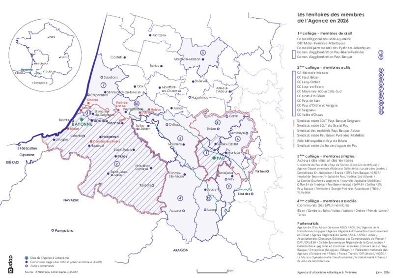 Le territoire des membres de l'AUDAP en 2026 