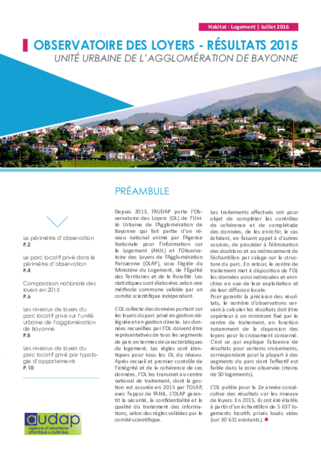 Observatoire des loyers de l'unité urbaine de l'agglomération de Bayonne : Résultats 2015