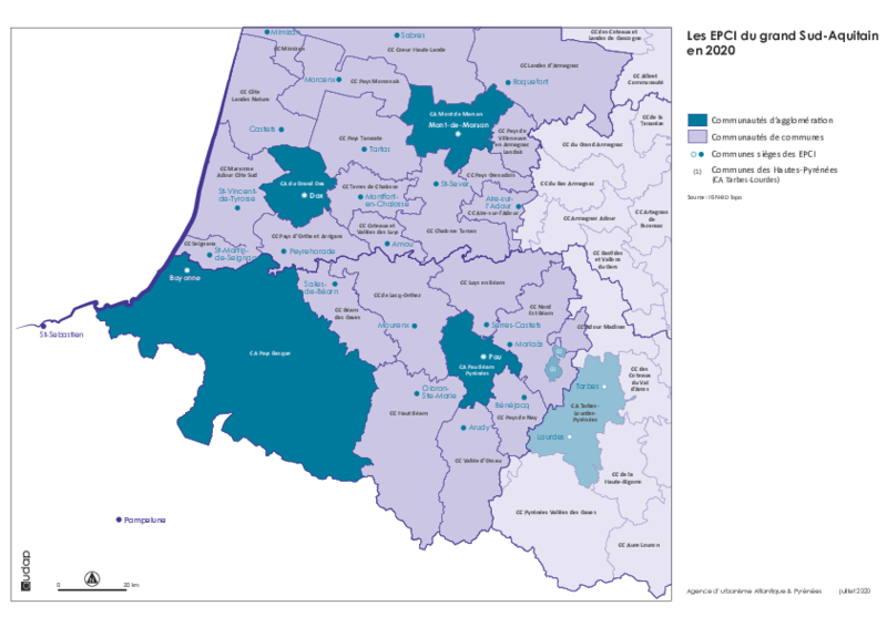 Les EPCI du grand Sud-Aquitain en 2020 