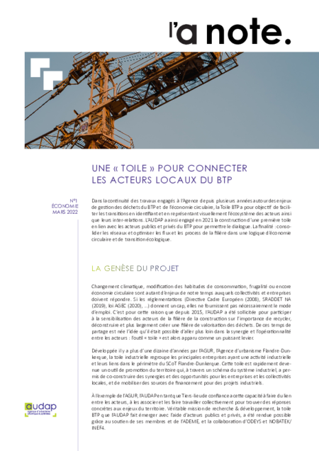 L'a Note #1 - Une « Toile » pour connecter les acteurs locaux du BTP