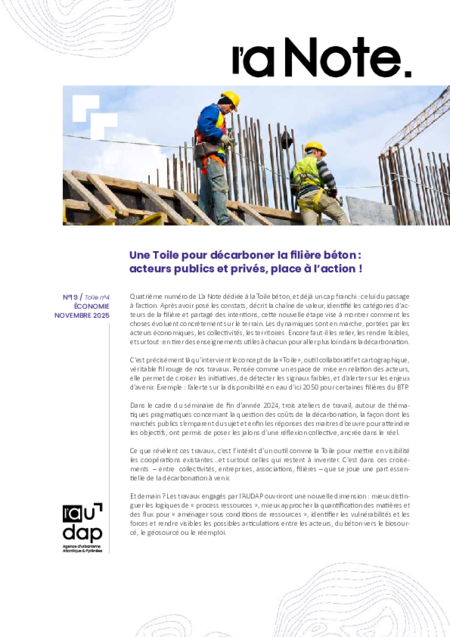 L'a Note #19 | Une Toile pour décarboner la filière béton : acteurs publics et privés, place à l’action ! 