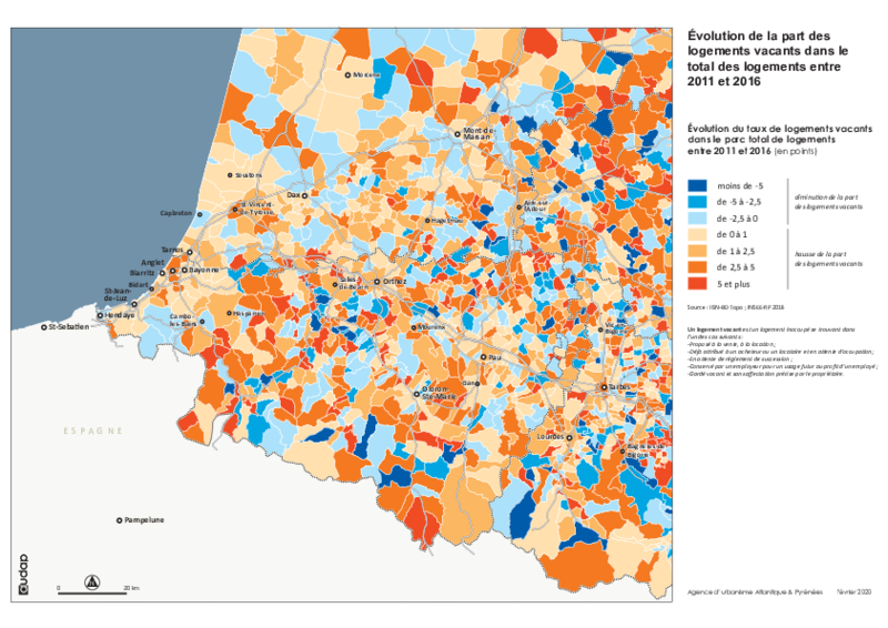 Evolution de la part des logements vacants 2011-2016 