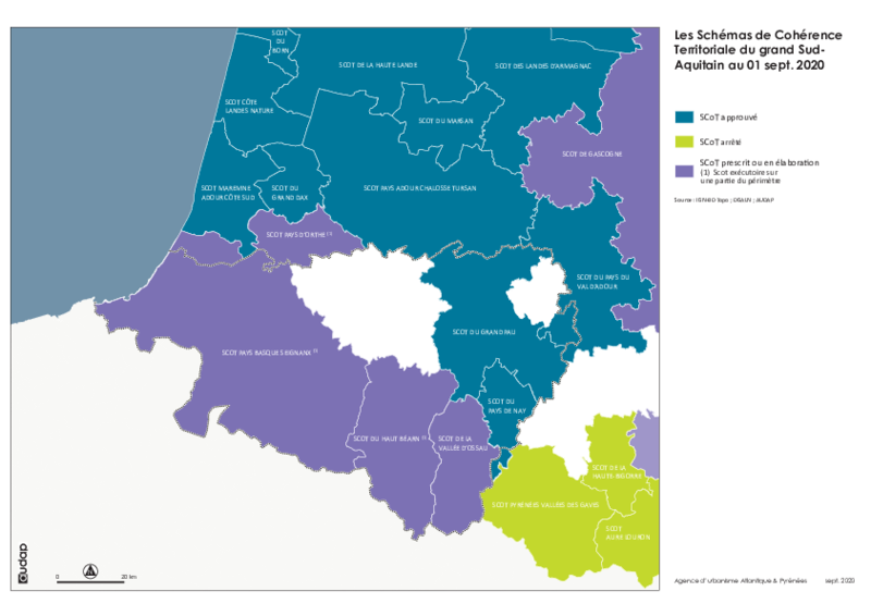 Les SCoT du grand Sud-Aquitain en 2020 