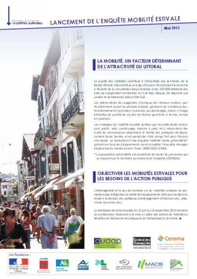 Lancement de l'enquête mobilité estivale 