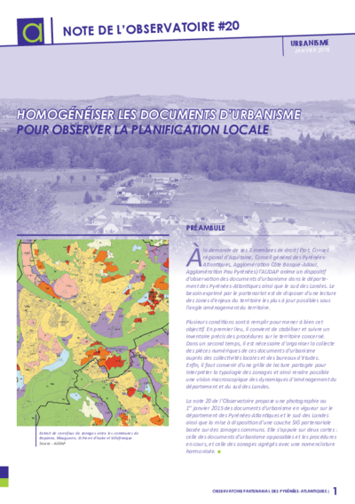 Note n°20 | Homogénéiser les documents d'urbanisme pour observer la planification locale 